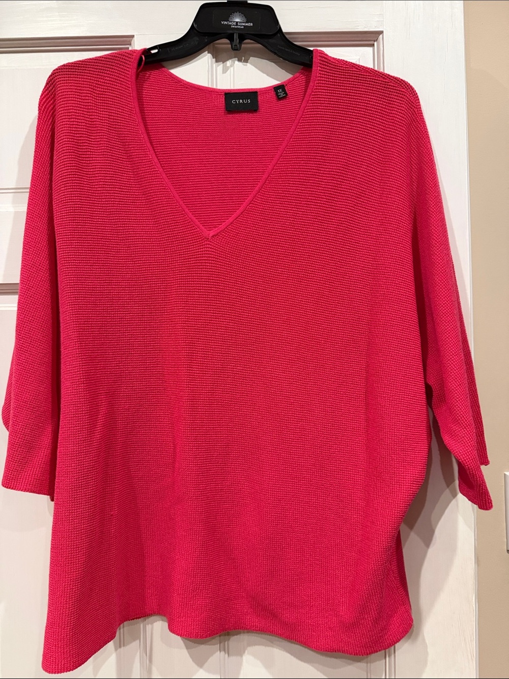 Cyrus Bright Pink V-Neck Sweater